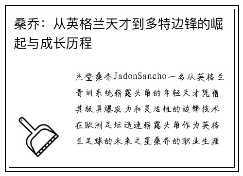 桑乔：从英格兰天才到多特边锋的崛起与成长历程